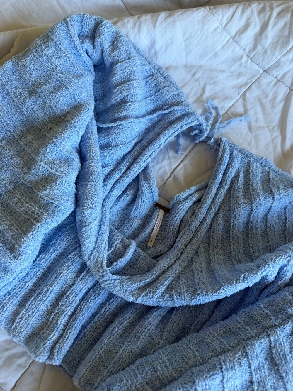 Free people Light Blue V-Neck Cropped Ribbed Sweater - Women